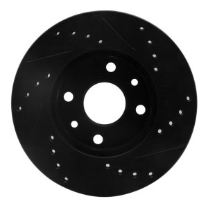 Kia Spectra Brake Rotor (1) - Front Left - R1 Concepts - Drilled & Slotted - Black - `94-`00